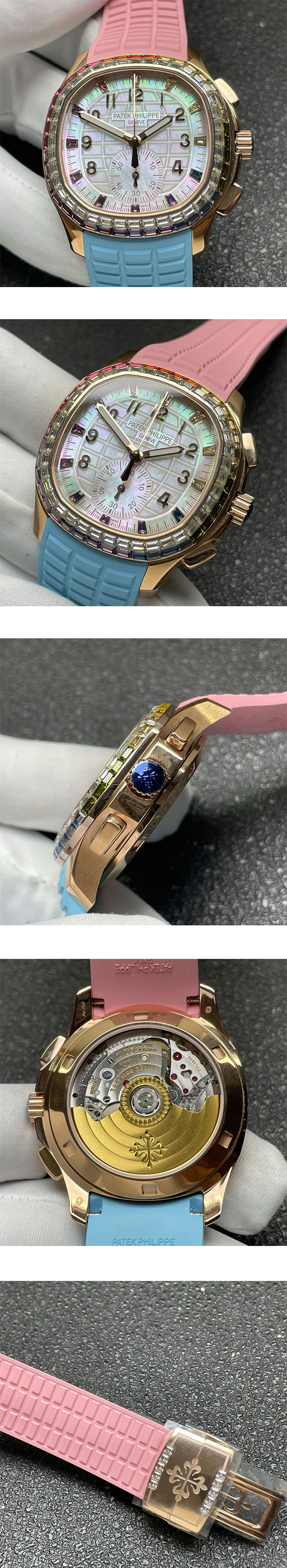 【P1製 パテックフィリップコピー時計】アクアノート ルーチェ レインボー クロノグラフ 7968/300R-001